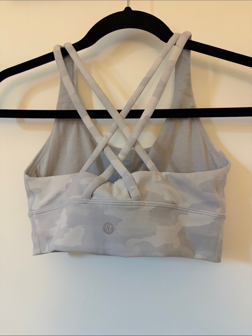 lululemon athletica Light Gray Camo Strappy Sports Bra with Crisscross Back